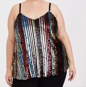 Torrid Rainbow Vneck Romance Date Night Sophie Sequin Swing Cami Plus Size 3